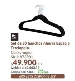 Homecenter Set de 30 ganchos ahorra espacio terciopelo oferta