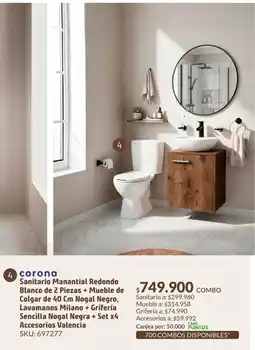 Homecenter Corona sanitario manantial redondo blanco oferta