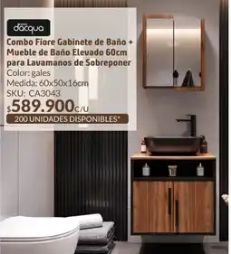 Homecenter Combo fiore gabinete de baño + mueble de baño elevado 60cm para lavamanos de sobreponer oferta