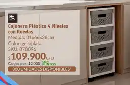 Homecenter Cajonera plástica 4 niveles con ruedas oferta