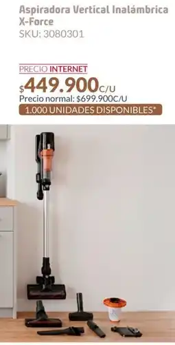 Homecenter Aspiradora vertical inalámbrica x-force oferta