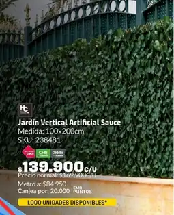 Homecenter Jardín vertical artificial sauce oferta