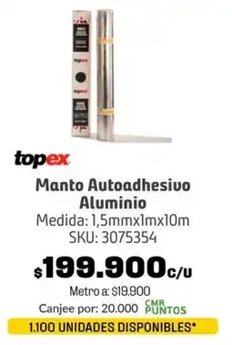Homecenter Topex manto autoadhesivo aluminio oferta