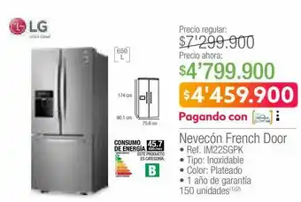 Jumbo Nevera lg nevecón french door 650l oferta