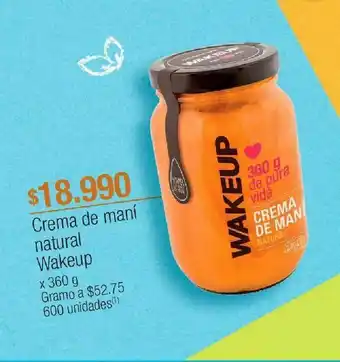 Jumbo Crema de maní natural wakeup 360g oferta