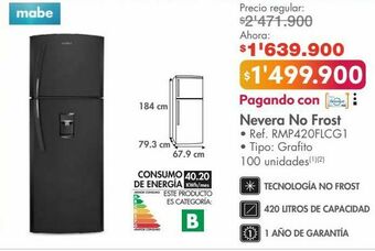 Metro Nevera no frost mabe oferta