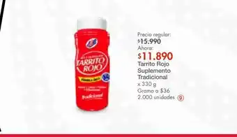Metro Tarrito rojo suplemento tradicional oferta