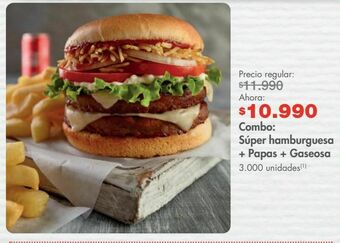 Metro Combo: súper hamburguesa + papas + gaseosa oferta