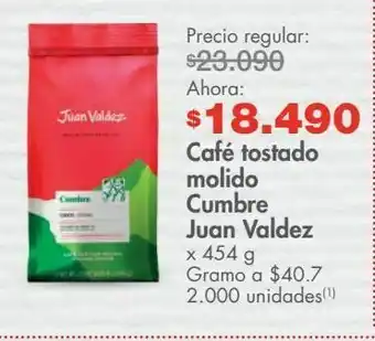 Metro Café tostado molido cumbre juan valdez x 454 g oferta