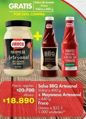 Metro Salsa bbq artesanal vidrio x 400 g + mayonesa artesanal x 440 g fruco oferta