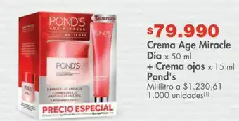 Metro Crema age miracle día x 50 ml + crema ojos x 15 ml pond's oferta