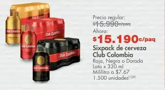 Metro Sixpack de cerveza club colombia oferta