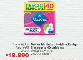 Metro Toallas higiénicas invisible rapigel nosotras x 40 unidades oferta