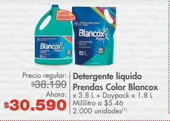 Metro Detergente líquido prendas color blancox x 3.8 l + doypack x 1.8 l oferta