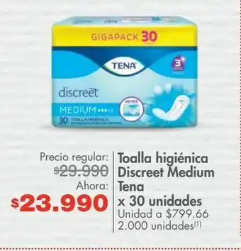 Metro Toalla higiénica discreet medium tena x 30 unidades oferta