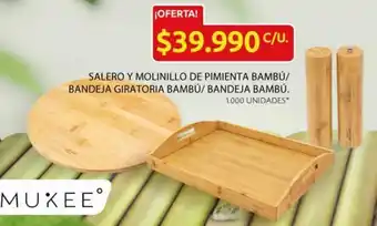 Ara Salero y Molinillo de Pimienta Bambú/ Bandeja Giratoria Bambú/ Bandeja Bambú oferta