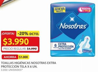 Ara Toallas Higiénicas Nosotras Extra Protección Tela x 6Un oferta