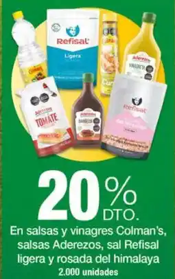 Jumbo En salsas y vinagres colman's, salsas aderezos, sal refisal ligera y rosada del himalaya oferta