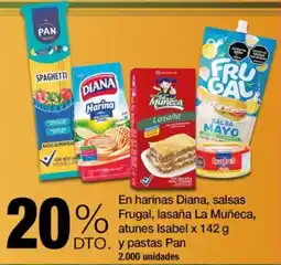 Jumbo En harinas diana, salsas frugal, lasaña la muñeca, atunes isabel oferta