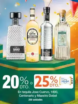 Jumbo Jose cuervo, 1800, en tequila centenario y maestro dobel oferta