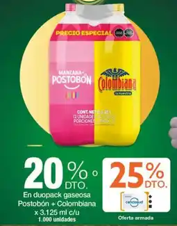 Jumbo En duopack gaseosa postobón + colombiana oferta