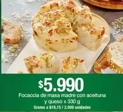 Jumbo Focaccia de masa madre con aceituna y queso oferta