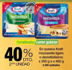Jumbo En quesos Kraft mozzarella ligero o derretibilísimo oferta