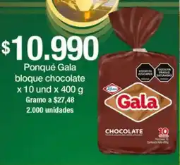 Jumbo Gala ponqué bloque chocolate oferta