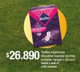 Jumbo Nosotras toallas higiénicas buenas noches invisible rapigel oferta