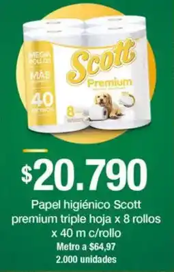 Jumbo Scott papel higiénico premium triple hoja oferta