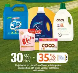 Jumbo Fab, 3d, coco varela y vel rosita en jabones en barra coco varela y detergentes líquidos oferta