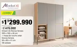 Jumbo Clóset nik firenze ferrara + mesa de noche orlan oferta