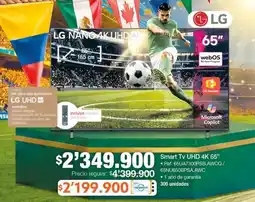 Jumbo Lg smart tv uhd 4k 65" oferta