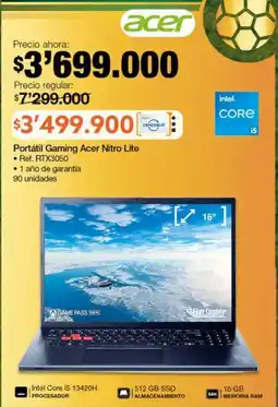 Jumbo Lg portátil gaming nitro lite oferta