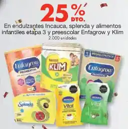 Metro Incauca, splenda y alimentos infantiles etapa 3 y preescolar enfagrow y klim en endulzantes oferta