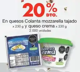 Metro Colanta en quesos mozzarella tajado oferta