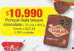 Metro Gala ponqué bloque chocolate oferta