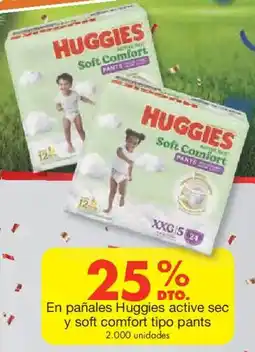Metro Huggies en pañales active sec y soft comfort tipo pants oferta