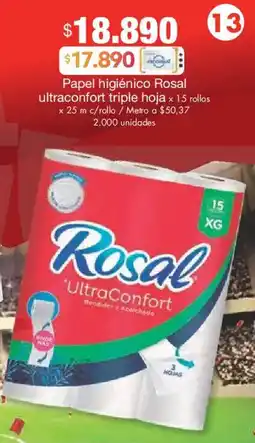 Metro Rosal papel higiénico ultraconfort triple hoja oferta