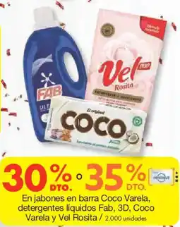 Metro En jabones en barra coco varela, detergentes líquidos fab, 3d, coco varela y vel rosita oferta