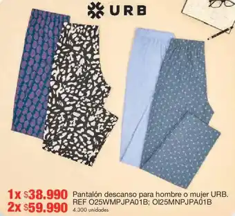 Metro Urb pantalón descanso para hombre o mujer oferta