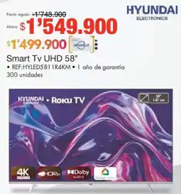 Metro Hyundai smart tv uhd 58" oferta