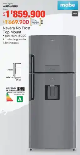 Metro Mabe nevera no frost top mount oferta