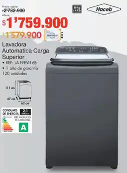 Metro Haceb lavadora automatica carga superior oferta