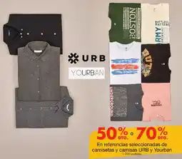 Metro Urb y yourban en referencias seleccionadas de camisetas y camisas oferta