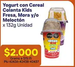 La Gran Colombia Yogurt con cereal colanta kids fresa, mora y/o meloctón oferta