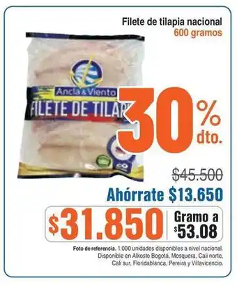 Alkosto Ancla & viento - filete de tilapia nacional oferta