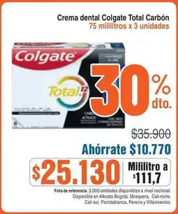 Alkosto Colgate - crema dental total carbón oferta