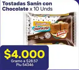La Gran Colombia Tostadas sanín con chocolate oferta