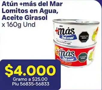 La Gran Colombia Atún +más del mar lomitos en agua, aceite girasol oferta